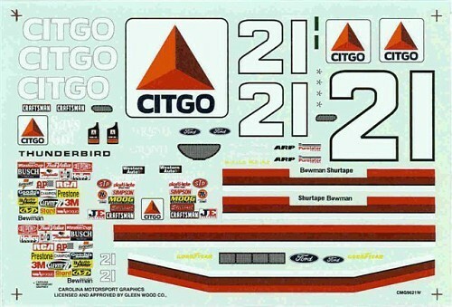 Carolina Motorsport Graphics #21 Citgo 1996-Michael Waltrip Nascar decal