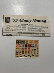 Model Car Parts – AMT 1955 Chevy Nomad instructions & decals 1/25 kitbash junk