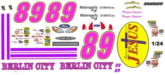 #89 Morgan Shepherd Racing With JESUS 2001 1/24th – 1/25th Waterslide Decals