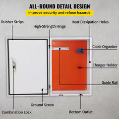 Tesla Charging Station Enclosure, 28 In. X 20 In. X 10 In. Exterior Cable Manage