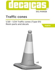 Decalcas Detail-Up Parts 1:24 & 1:20 Scale Traffic Cones + Decals # DCL-PAR028