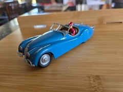 Vtg. Built 1/32 Gowland & Gowland 1953 Jaguar XK120 Sports Car Model Kit Blue