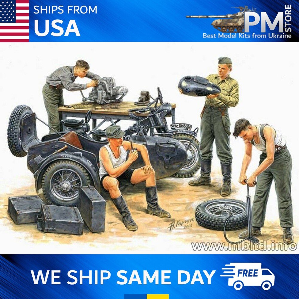 Master Box 3560 German Motorcycle Repair Crew 1/35