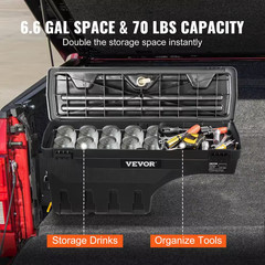 Driver Side Truck Tool Box in ABS, 28 In., 6.6 Gal. Truck Bed Storage Box with P
