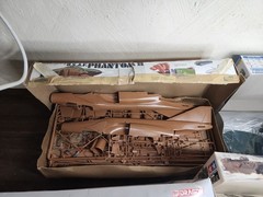 Box of vintage military vehicles models (Lot size 9) Planes Ships Car Tank
