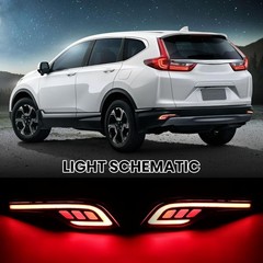 Red LED Rear Bumper Reflectors Fog Brake Tail Light Lamps Kit for Honda CRV