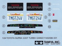Tamiya’s Decals for 1/24 TOYOTA SUPRA 3.0GT TURBO.Item24062 from Japan