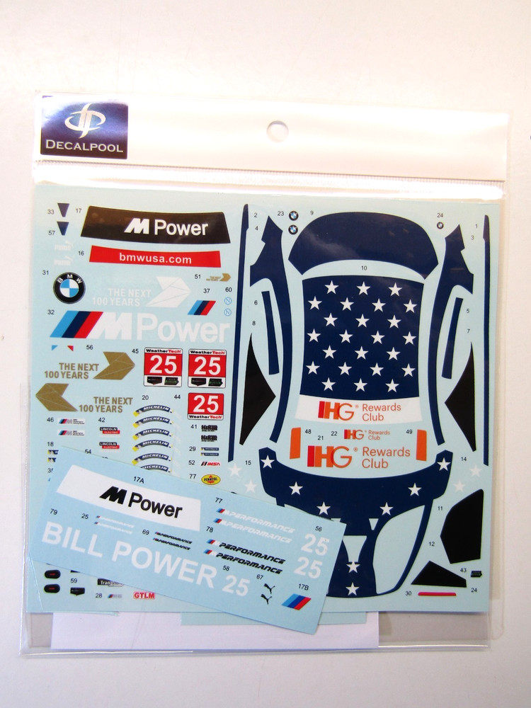Decalpool 1/24 Scale BMW M6 GT3 RLL USA #25 GTLM ’16 Decal Sheet DP200 for B’max