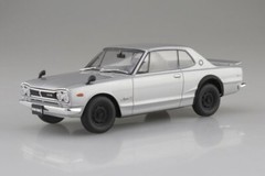 Aoshima Snap Car 01-SI 1/24 Model Kit Nissan KPGC10 Skyline HT 2000GT-R Silver