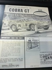 Aurora Cobra GT Coupe #669 1965 Model Kit INSTRUCTIONS only