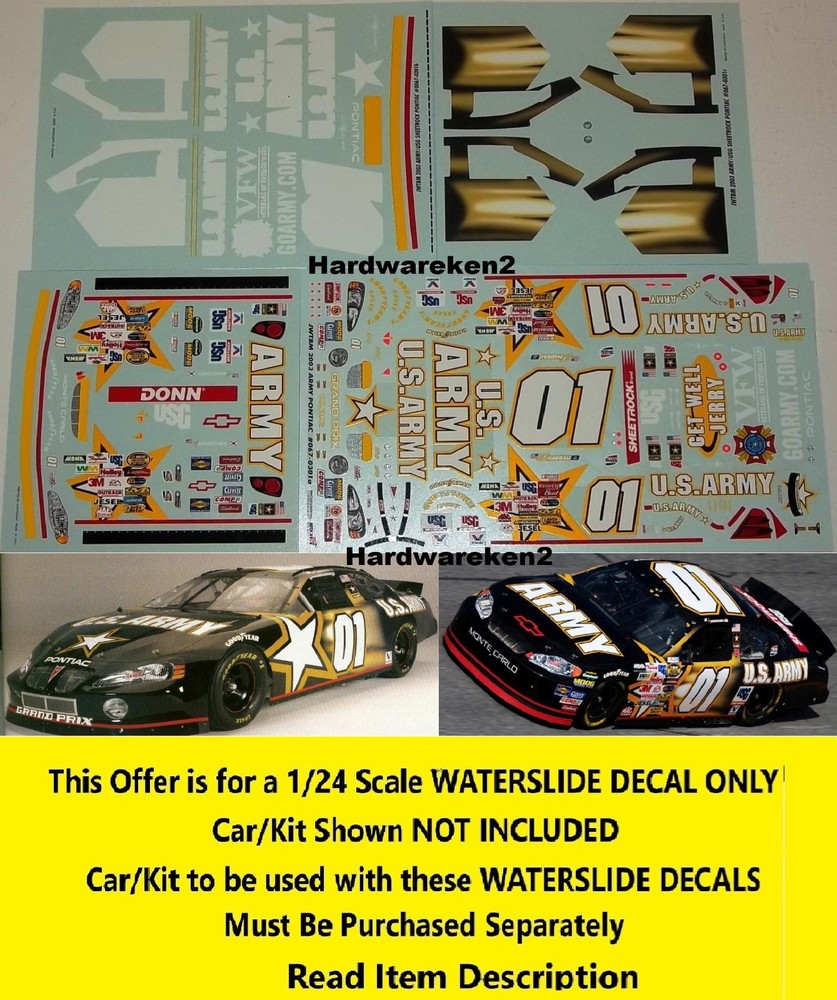 NASCAR DECAL # 01 US ARMY 2003/04 PONTIAC CHEVROLET NADEAU NEMECHEK JWTBM 1/24