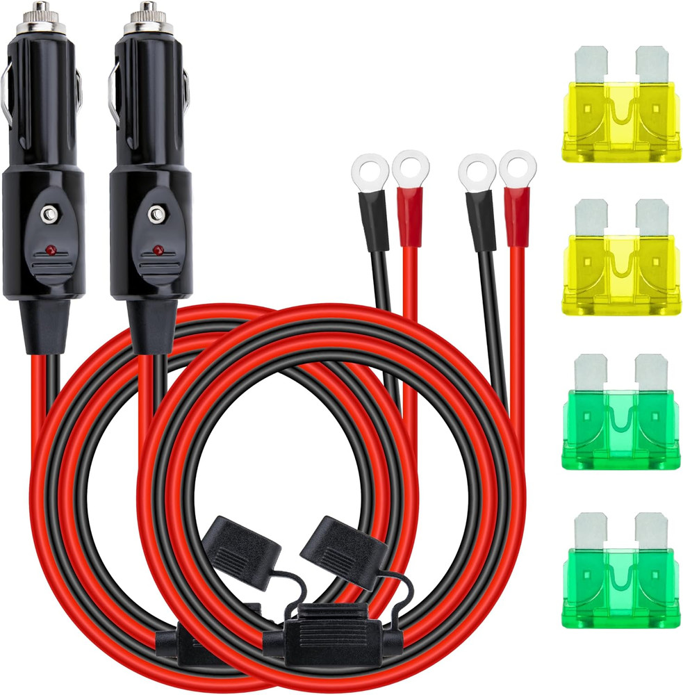 2PCS 12 AWG Heavy Duty Cigarette Lighter Plug, 3.3 FT Cigarette Lighter Male Plu