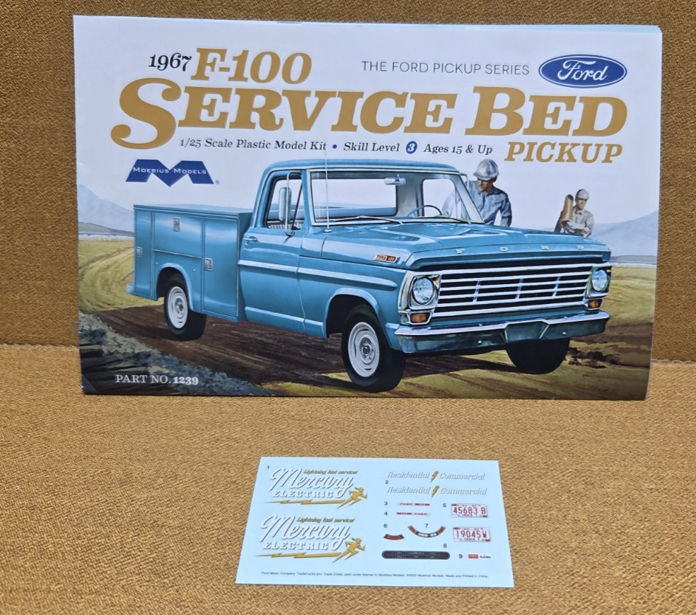 1967 Ford F-100 Pickup DECALS & INSTRUCTIONS 1:25 Moebius NEW Model Kit PARTS