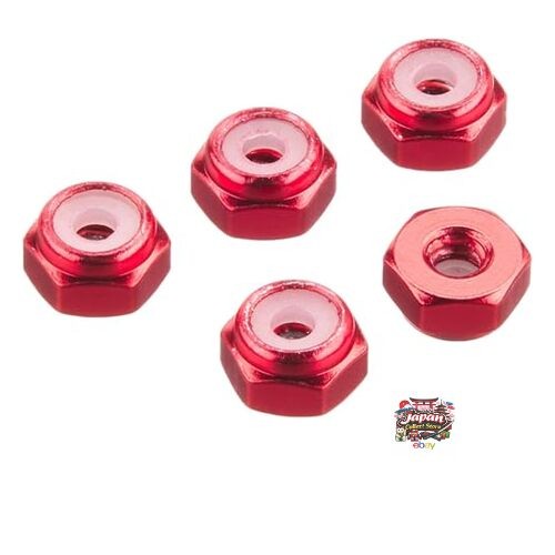 NEW Tamiya Mini 4WD Grade-Up Parts Series No. 493 2mm Aluminum Lock Nuts Red 5