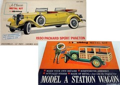 Orig. Hubley 1930 Packard Sport Phaeton & Model A Wagon, Qty 2, UNUSED UNBUILT