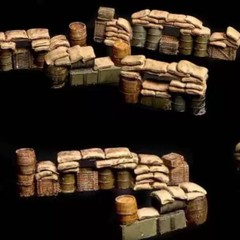 1/72 Diorama Resin Sandbag Wall Fortifications Bunker Military Scene Props Model