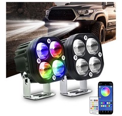 Nicoko 2pcs 3inch 40W LED Spot Light LED Offroad Lights with RGBW Color Change