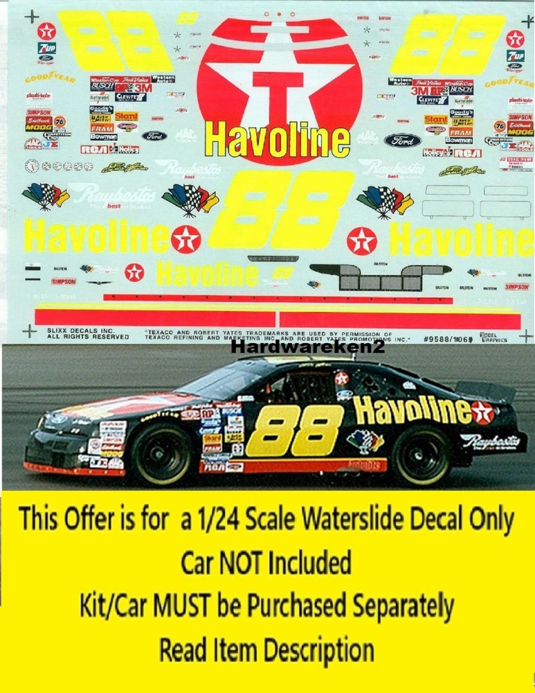 NASCAR DECAL #88 HAVOLINE 1995 FORD THUNDERBIR ERNIE IRVAN 1/24 SLIXX