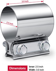 2.5 Inch Stainless Steel Butt Joint Exhaust Seal Band Clamp Exhaust Clamp US