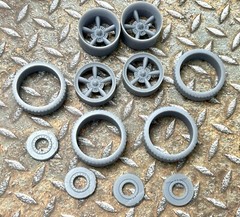 Resin 21/20 Inch Astro Supreme model car wheels, w/ wide rear street tires,1/24