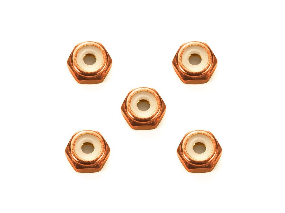Tamiya MINI 4WD 2mm ALUMINUM LOCK NUT (ORANGE, 5PCS.) 95556