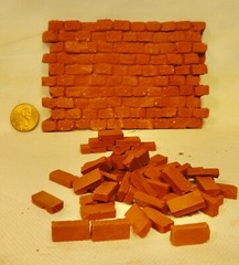 LOT of 225 red bricks 1;24 SCALE DIORAMA (EACH 1/2” x 1/4”x 1/8”)