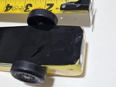 Vtg Pinewood Derby Custom Weighted Race Car Wood Racer OOAK Black Widow + Decals