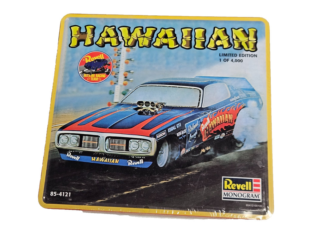 NIB -Revell Monogram -Hawaiian Dodge Funny Car #85-4121 Limited Sealed Tin