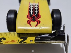 Vtg Pinewood Derby Custom Weighted Race Car Wood Racer OOAK Black Widow + Decals