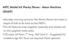 1:25 Wacky Races: Mean Machine Figures Snap MPC Model Kit Dick Dastardly Muttley