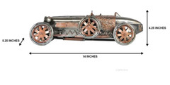 1926 Bugatti Type 35 Metal Racing Car Model 14″ Silver & Bronze Automotive Decor