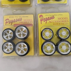 Pegasus Model 1/24 1/25 Scale Chrome Wheels Tires Brakes Slim 20s Lot Of 7 Packs
