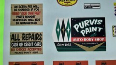 Tip Top Shop #2 DECAL ONLY 1/25 Waterslide Sheet Diorama Dart Board Shop Signs