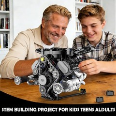 V8 Engine Model Kit with LED Lights & App Control – 715 PCS STEM Experience