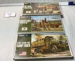 3 NOS Hasegawa military truck kits #716 #722 #717 1:72 plastic model kits sealed