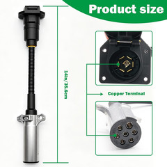 7 Pin round to 7 Pin Flat Adapter,7 Pole round to 7 Way RV Blade Trailer Plug,Tr