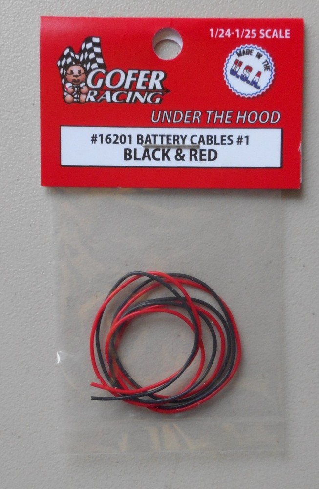 BLACK RED BATTERY CABLES #1 1:24 1:25 GOFER RACING CAR MODEL ACCESSORY 16201