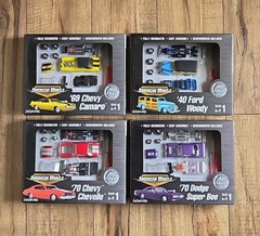 4 American Muscle Model Car Kit Die-Cast 69 Chevy, Chevelle, Dodge, Ford 1:64