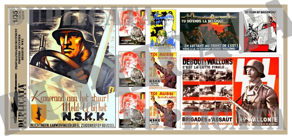 Diorama – 1/35 Propaganda/Recruitment Posters, Belgium, Various Sizes – WW2