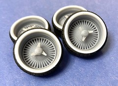Resin 22 In. Low Rider Dayton Style Wheels, W/One In. Whitewalls,1/24 1/25 Scale