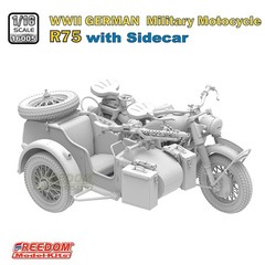 Freedom 16005SP 1/16 WWII German Military Motocycle R75 & Sidecar & Rider Figure
