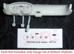 1958 EDSEL PACER GAUGE FACES for 1/25 scale AMT kits—PLEASE READ DESCRIPTION