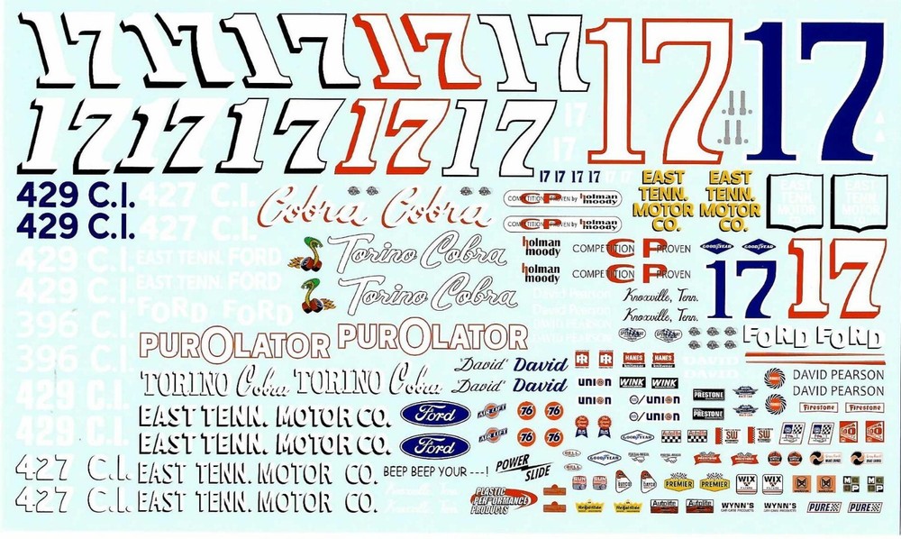 Plastic Performance Products/Powerslide #17 David Pearson Fords 1968-70 decal