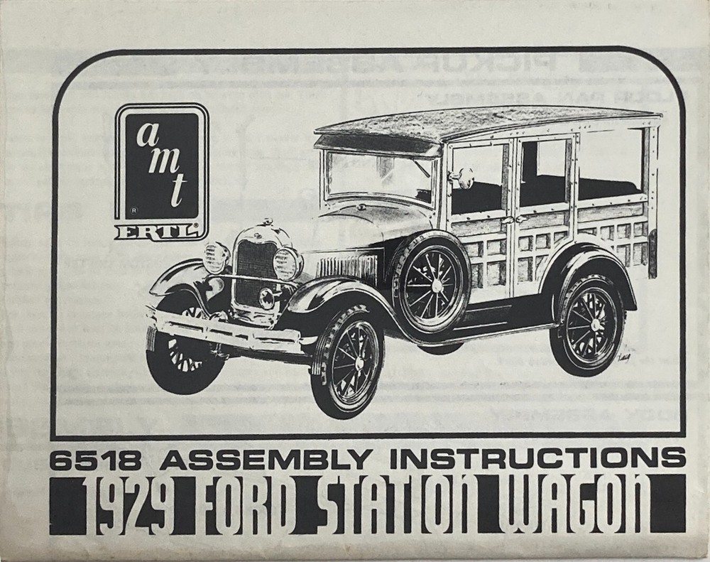 1929 Ford Station Wagon AMT – 6518 Assembly Instruction Sheet Guide Only