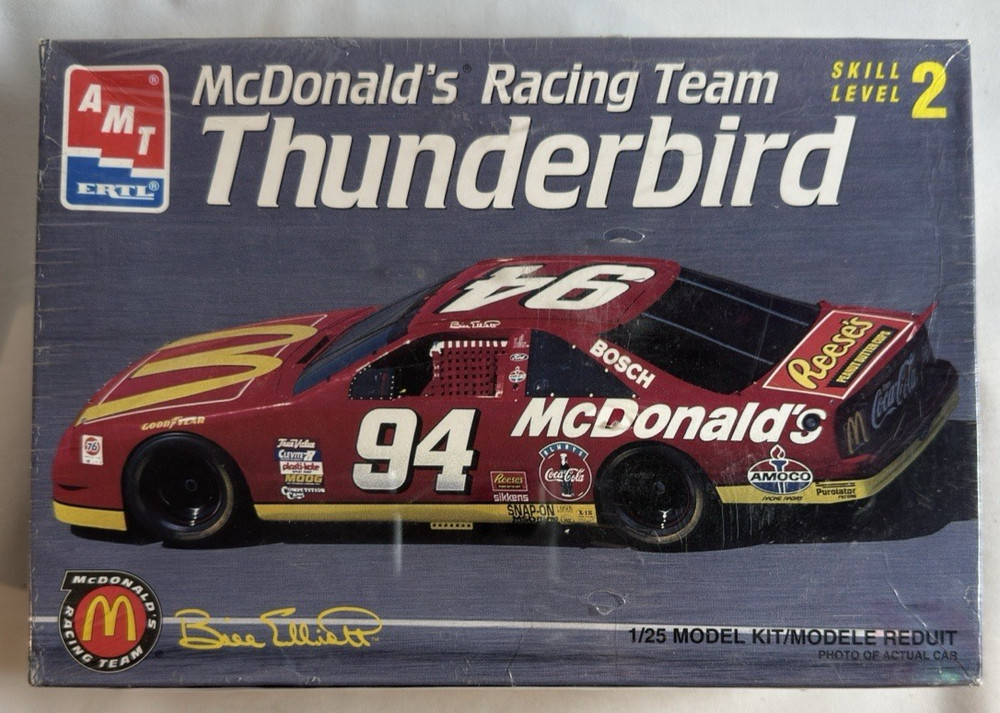 Sealed 1996 AMT ERTL Bill ELLIOTT McDONALD’S FORD T-BIRD Auto Model Car Kit 1/25