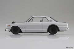 Aoshima 1/24 RAKUPLA SNAP CAR KPGC10 SKYLINEHT 2000GT-R 1971 SILVER Kit 01-SI
