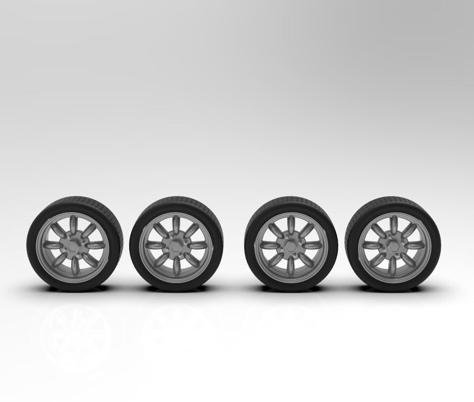 1:25 15″ Panasport wheels 4lug with same size tires