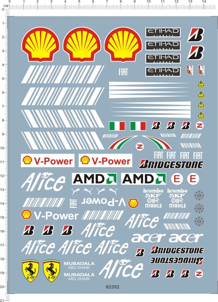 1/12 Water Slide Decals for Racing car 62352