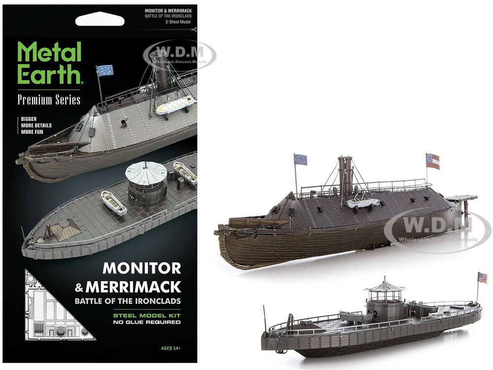 USS MONITOR & USS MERRIMACK IRONCLAD SHIPS STEEL MODEL KIT BY METAL EARTH ICX231