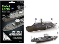 USS MONITOR & USS MERRIMACK IRONCLAD SHIPS STEEL MODEL KIT BY METAL EARTH ICX231
